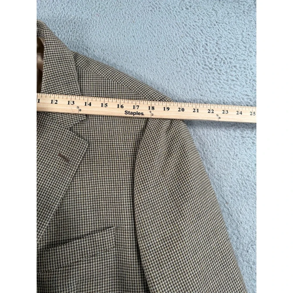 Brooks Brothers 346 Blazer Men's 44S Brown Houndstooth Wool Single Breasted Coat